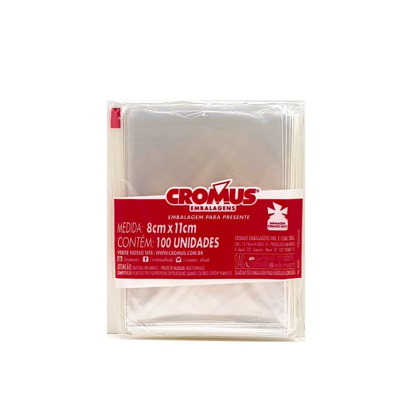 EMBALAGEM CROMUS CRISTAL 8X11 C/100 Decoracao e Presentes