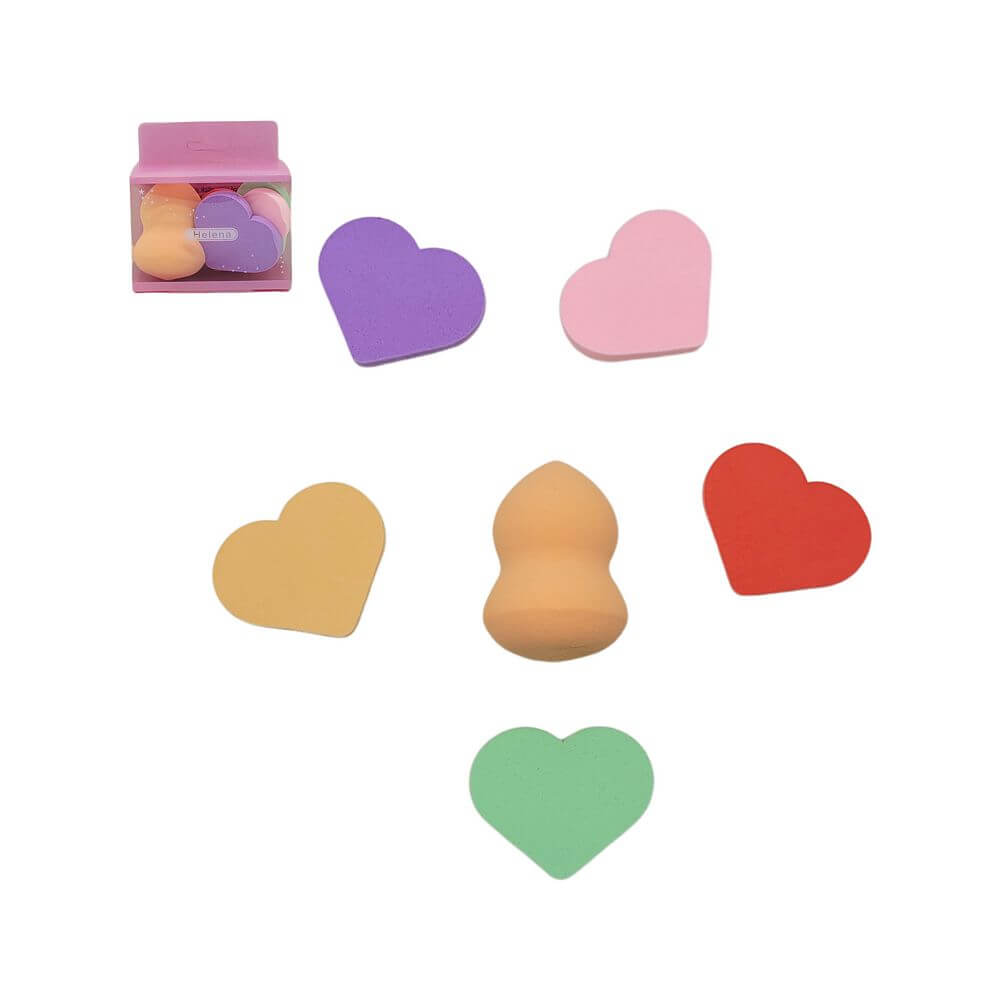 KIT ESPONJAS P/ MAQUIAGEM 6 PCS A666-02 ESPONJAS P/ MAQUIAGEM A666-02, ESPONJAS, ESPONJAS PARA MAQUIAGEM, MAQUIAGEM, ARTIGOS COSMETICOS, ESPONJAS DE CORACAO, Beleza & Saude