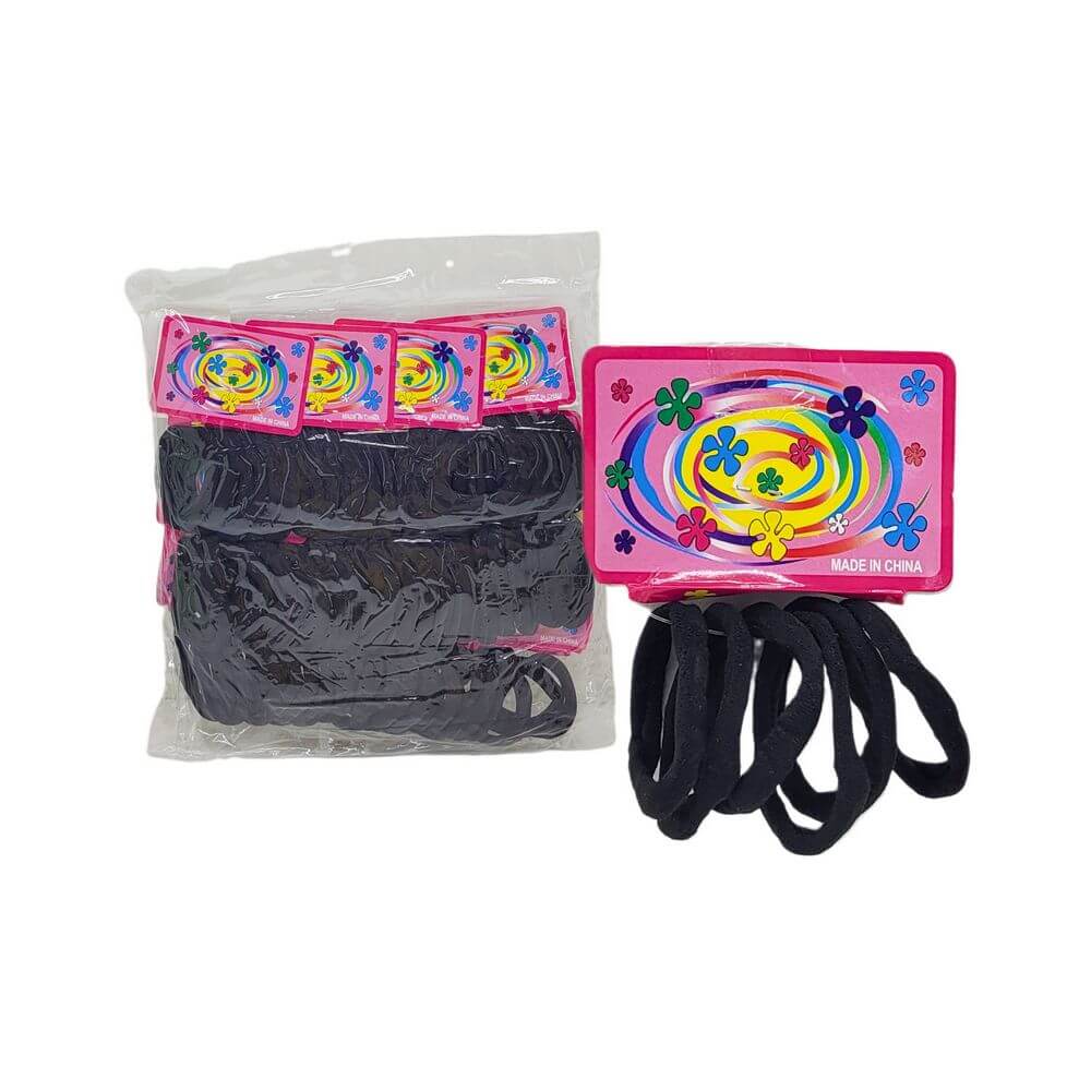 ELASTICO DE MEIA ADULTO PRETO PCT C/12 RT271202 KIT ELASTICO PRETO PCT C/12 RT271202, KIT ELASTICO PRETO, PACOTE PRENDEDOR CABELO, PRENDEDOR CABELO, PACOTE ELASTICO CABELO, PACOTE XUXINHA Beleza & Saude