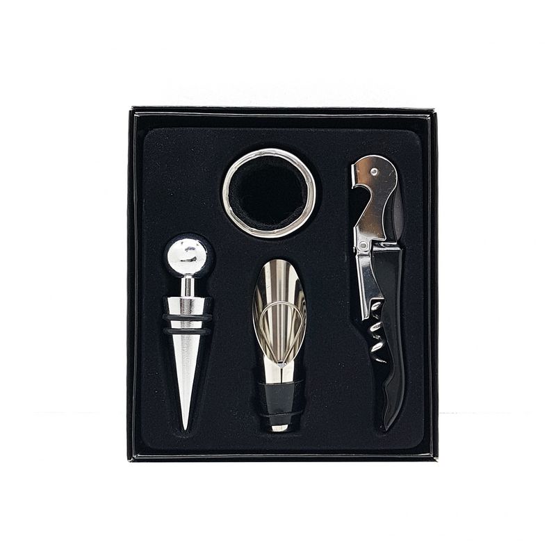 KIT P/ VINHO 4PCS SX312 KIT ABRIDOR VINHO, KIT ABRIDOR VINHO DECORADO, KIT ABRIDOR VINHO DECORATIVO, KIT ABRIDOR VINHO METAL Cozinha