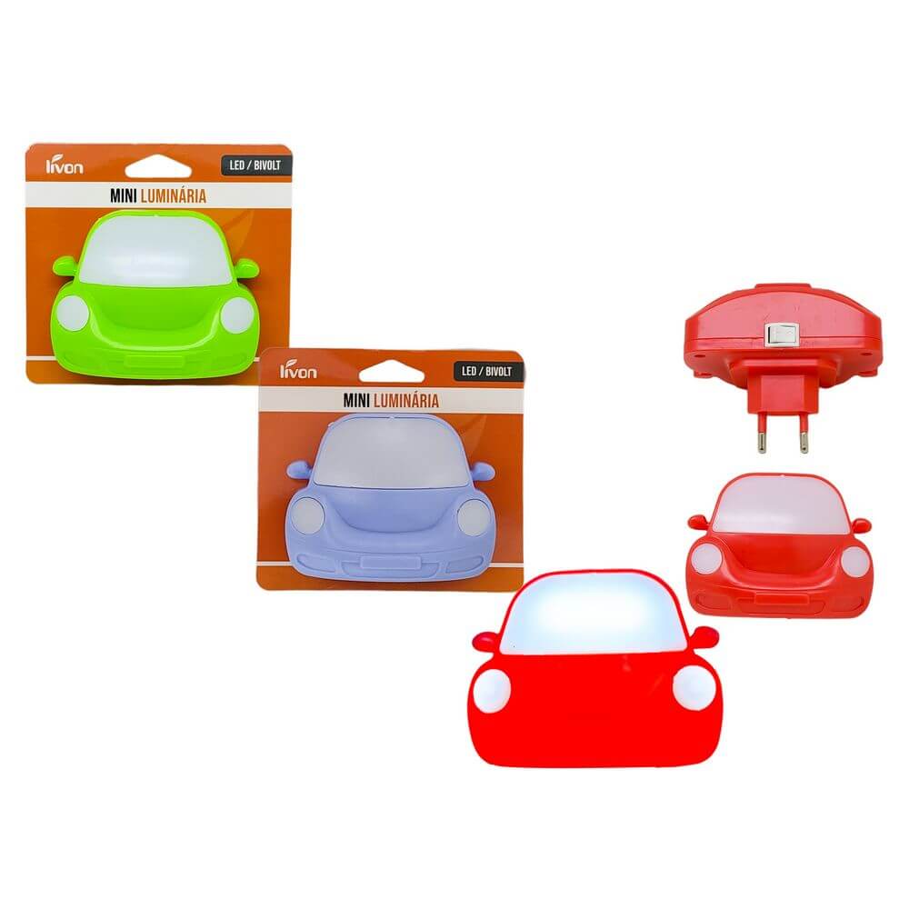 ABAJUR DE TOMADA LED BIVOLT CARRO 3912 MINI LUMINARIA LED BIVOLT CARRO 3912, MINI, LUMINARIA, LED, BIVOLT, CARRO, ABAJUR, LUZ Decoracao e Presentes