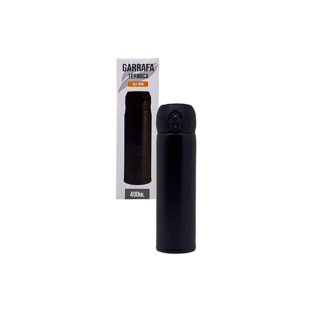 GARRAFA TERMICA 400ML PRETA 5542 GARRAFA TERM. INOX 400ML 5542, GARRAFA, GARRAFA DECORADA, GARRAFINHA, GARRAFA TERMICA, GARRAFA INOX, GARRAFA AGUA, GARRAFINHA AGUA, GARRAFA COLORIDA Cozinha