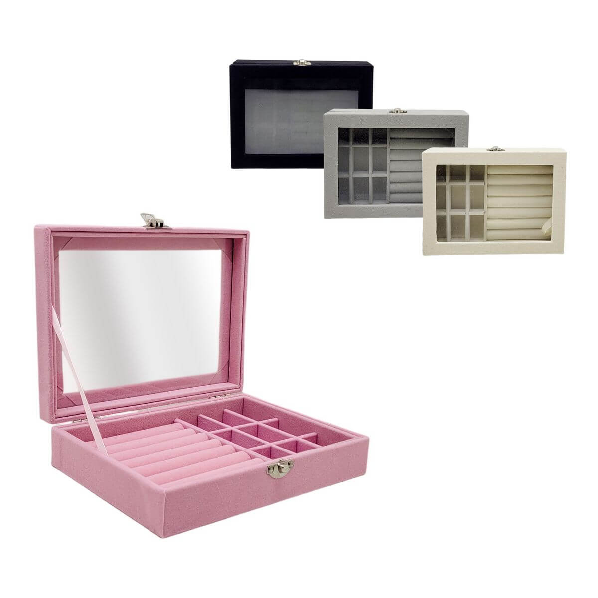 PORTA JOIAS C/ DIVISORIAS 20X15CM 6725 PORTA JOIAS C/ DIVISORIAS 6725, PORTA JOIAS, PORTA JOIAS COM DIVISORIAS, ARTIGOS COSMETICOS Beleza & Saude