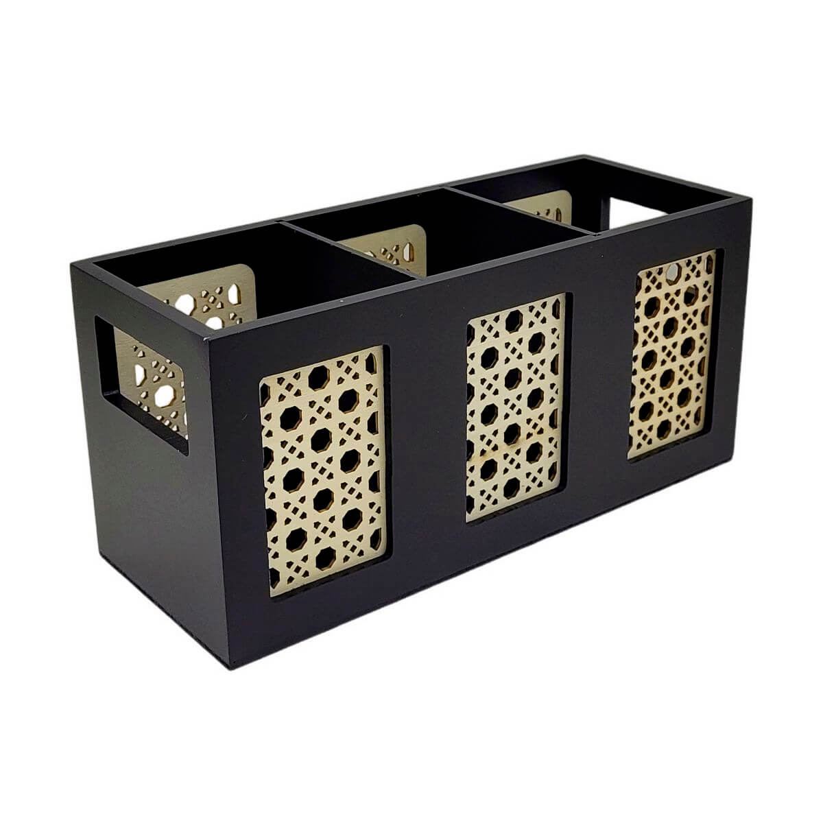 LINHA BLACK PORTA TALHERES 24X10CM MDF23206 ORGANIZADOR MDF MDF23206, ORGANIZADOR, PORTA OBJETOS, ORGANIZADOR DE MADEIRA, PORTA TALHER, COZINHA Cozinha