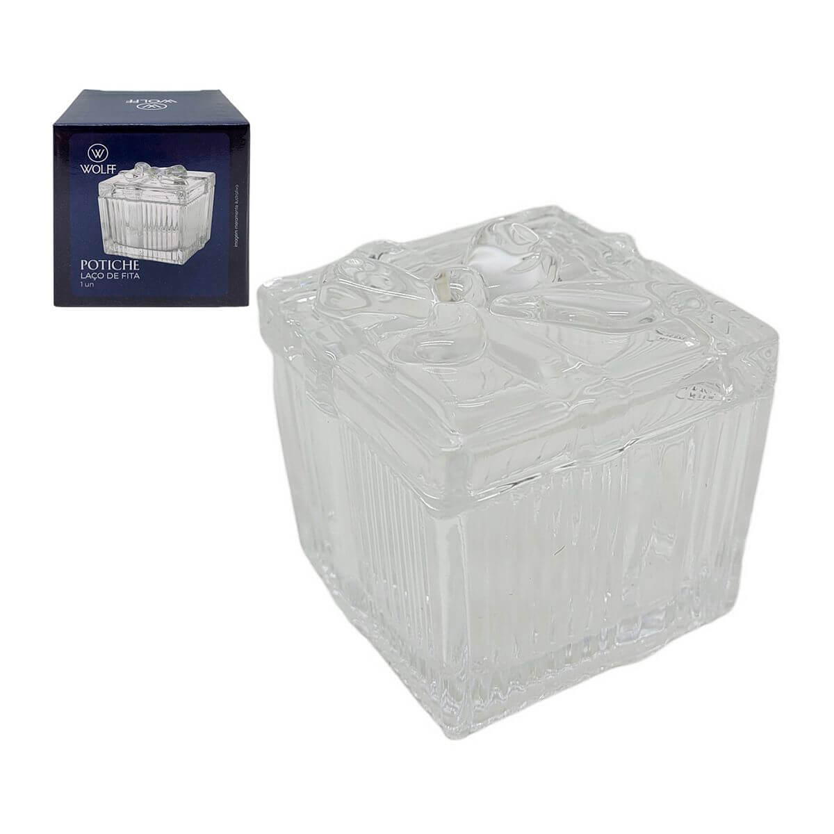 BOMBONIERE DE VIDRO PRESENTE SQUARE 7,4X7CM 21534 POTICHE CX PRESENTE 7,4X7CM 21534, POTICHE, POTICHE PRESENTE, POTICHE 7CM, DECORACAO, BOMBONIERE Cozinha