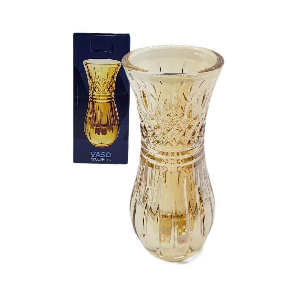 VASO CRISTAL LYS AMBAR 15CM 28031 VASO CRISTAL LYS AMBAR 15CM 28031, VASO, CRISTAL, AMBAR, WOLFF, DECORADO, DECORACAO, CASA Decoracao e Presentes
