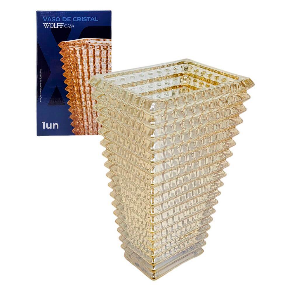 VASO CRISTAL 16,5X12X27,5CM 61652 VASO CRISTAL 16,5X12X27,5CM 61652, VASO, VASO CRISTAL, VASO 27CM, VASO DECORATIVO, VASO CARAMELO Decoracao e Presentes