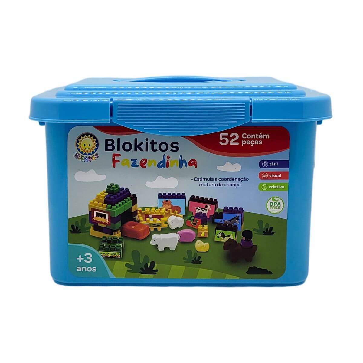 BLOKITOS BALDE 52PCS FAZENDINHA 81380 BLOKITOS FAZENDINHA 52PCS 81380, BLOKITOS, LEGO, BLOCOS DE MONTAR, FAZENDA, FAZENDINHA, BRINQUEDOS Brinquedos