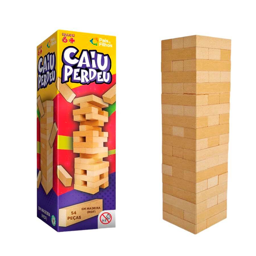 JOGO TORREMOTO CAIU PERDEU 54PCS 7460 CAIU PERDEU 54PCS 7460, CAIU PERDEU, JENGA, TORRE EQUILIBRIO, TORRE MALUCA, CAIU PERDEU PAIS E FILHOS Brinquedos