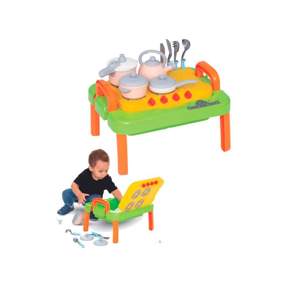BRINQUEDO DIDATICO MESA GOURMET 54CM 439 MESINHA BABY GOURMET 439, MESINHA, MESINHA BABY, MESINHA GOURMET, MESINHA VERDE, BEBE, BRINQUEDO MESINHA, BRINQUEDOS Brinquedos