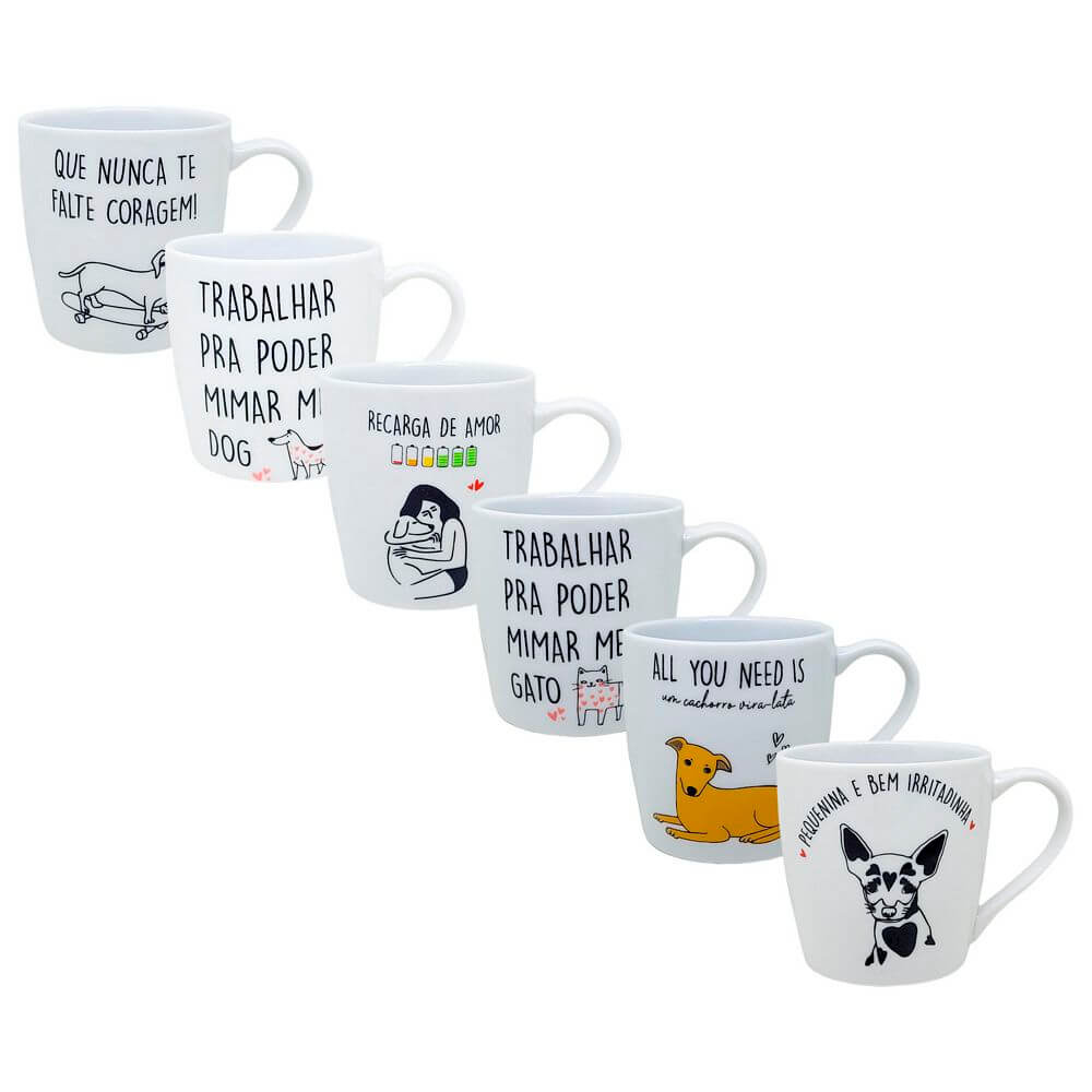 CANECA CERAMICA TEMA 300ML PET-006 CANECA PET 300ML PET-006, CANECA, CANECA PET, PET, CANECA 300ML, CACHORRO, GATO, CANECA CACHORRO, CANECA GATO Cozinha
