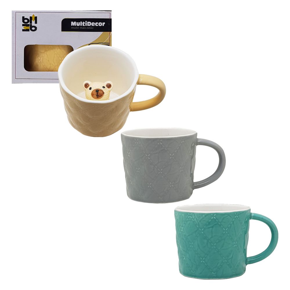 CANECA 3D ANIMAL URSO CERAMICA BM361624 CANECA/ VASO URSO BM361624 Cozinha