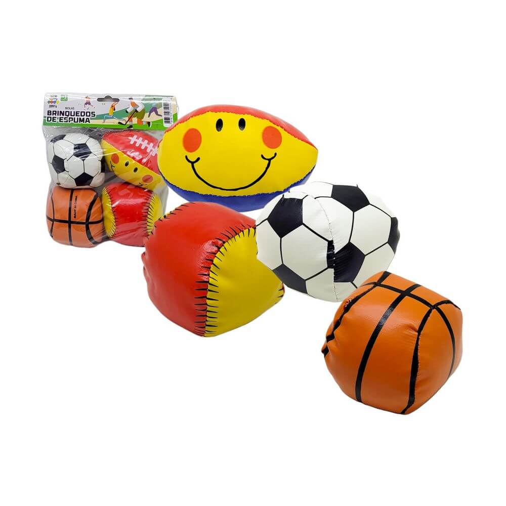 BRINQUEDO DE ESPUMA 4PCS JR0672 BRINQUEDO DE ESPUMA 4PCS JR0672, BRINQUEDO ESPUMA, BRINQUEDO INFANTIL, BOLA FUTEBOL ESPUMA, BRINQUEDO BOLA ESPUMA Brinquedos