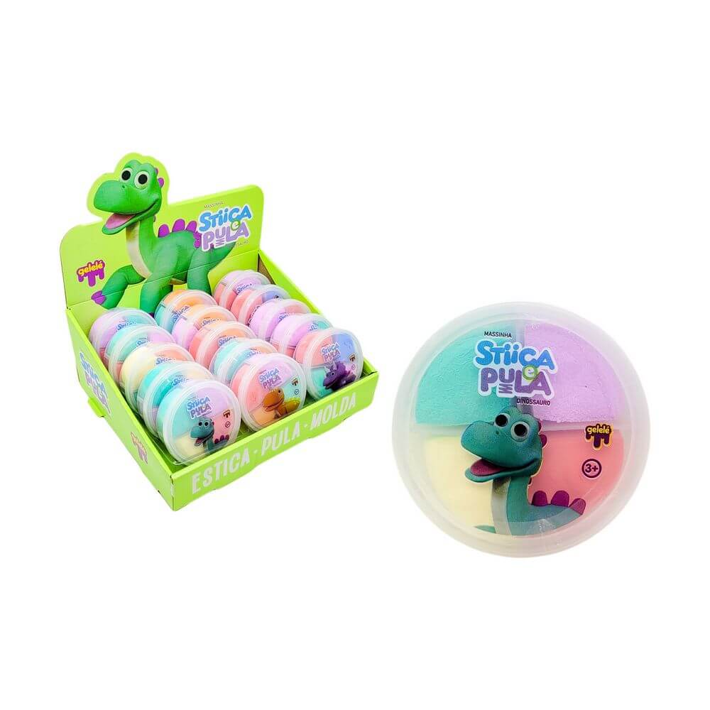 KIT MASSA STIICA E PULA DINO 3825 STIICA E PULA MASSINHA DINO 3825, STICA E PULA, MASSINHA, MASSINHA DINO, MASSINHA DINOSSAURO, ESTICA E PULA Brinquedos
