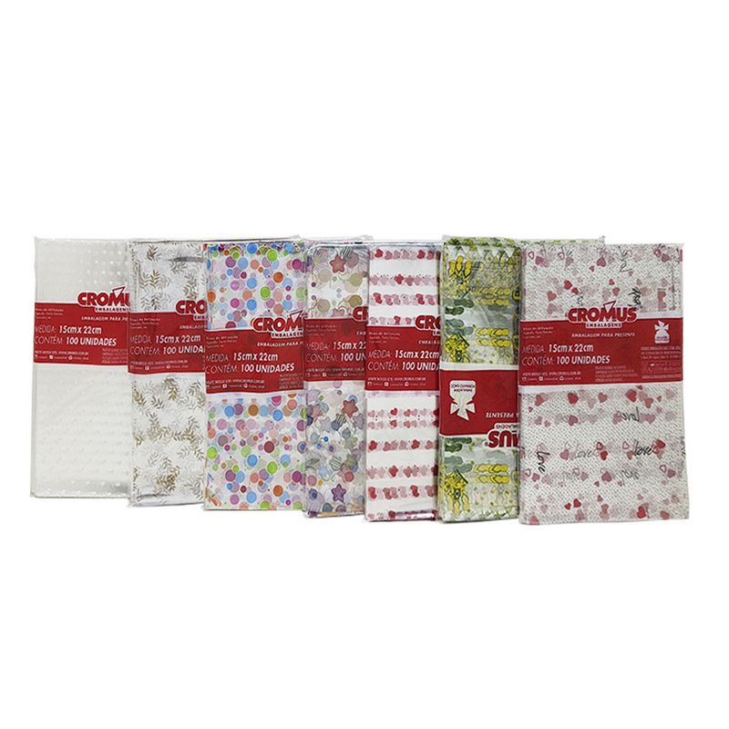 EMBALAGEM CROMUS INCOLOR ESTAMPA 15X22 C/100 Decoracao e Presentes