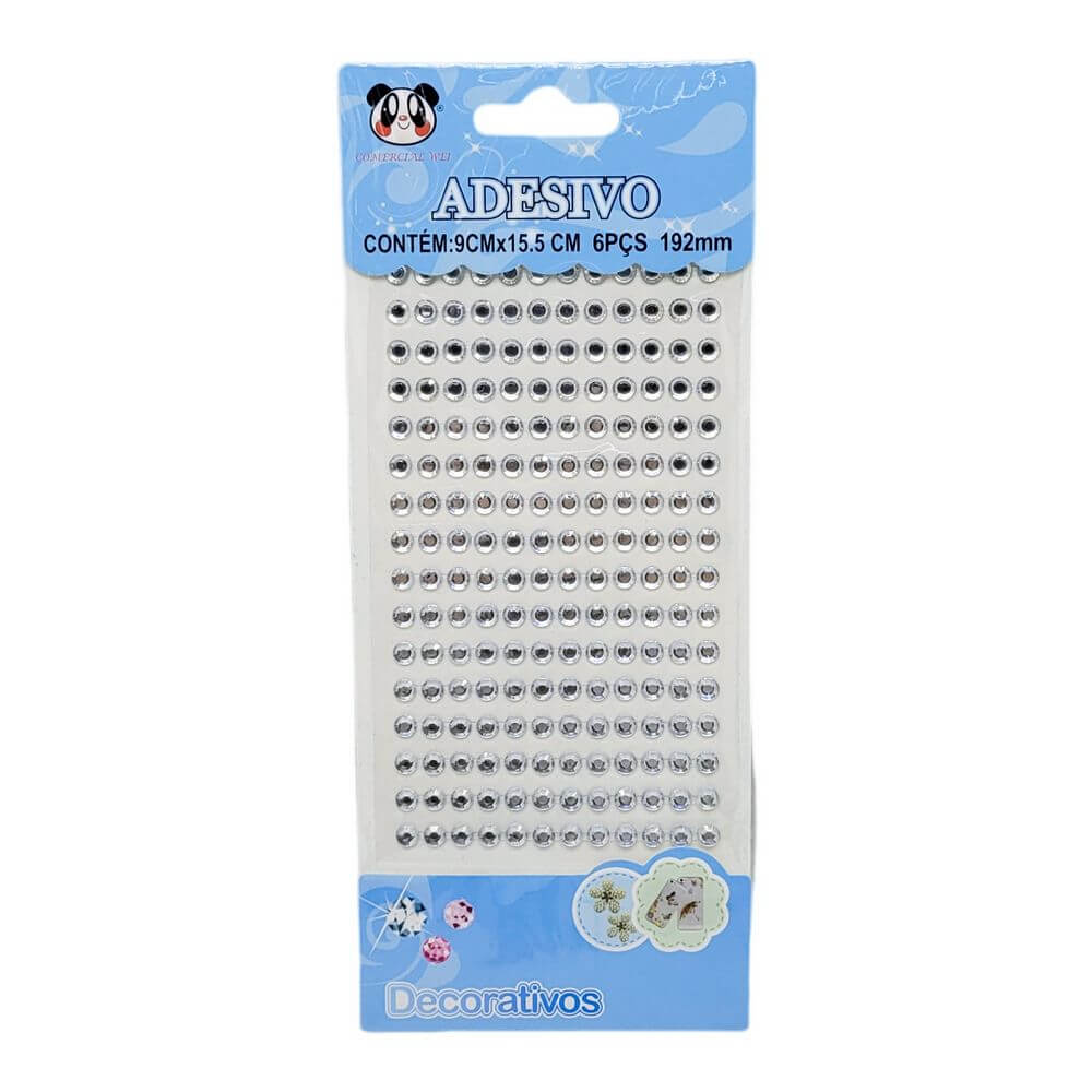 ADESIVO STRASS BRANCO 6MM DIA-BR-6 CARTELA ADESIVO STRASS DIA-BR-6, CARTELA DE ADESIVOS, STRASS, STRASS ADESIVO, CARTELA STRASS ADESIVO Material Escolar e Papelaria