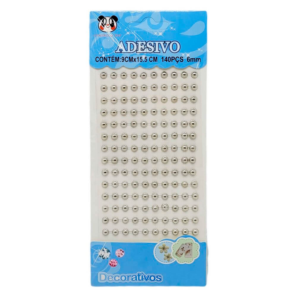 ADESIVO MEIA PEROLA PRATA 6MM PER-AB-PRA-6 CARTELA ADESIVO PEROLA 6MM PER-AB-PRA-6, CARTELA DE ADESIVOS, PEROLA ADESIVA, PEROLA 6MM, CARTELA PEROLA ADESIVA Material Escolar e Papelaria