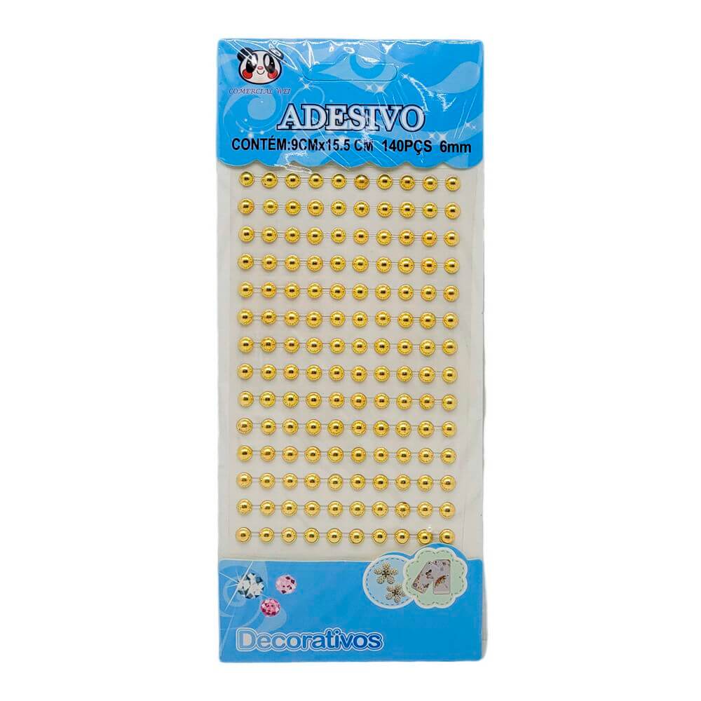 ADESIVO MEIA PEROLA OURO 6MM PER-AB-OU-6 CARTELA ADESIVO PEROLA 6MM PER-AB-OU-6, CARTELA DE ADESIVOS, PEROLA, PEROLA 6MM, PEROLA ADESIVA, CARTELA PEROLA ADESIVA Material Escolar e Papelaria