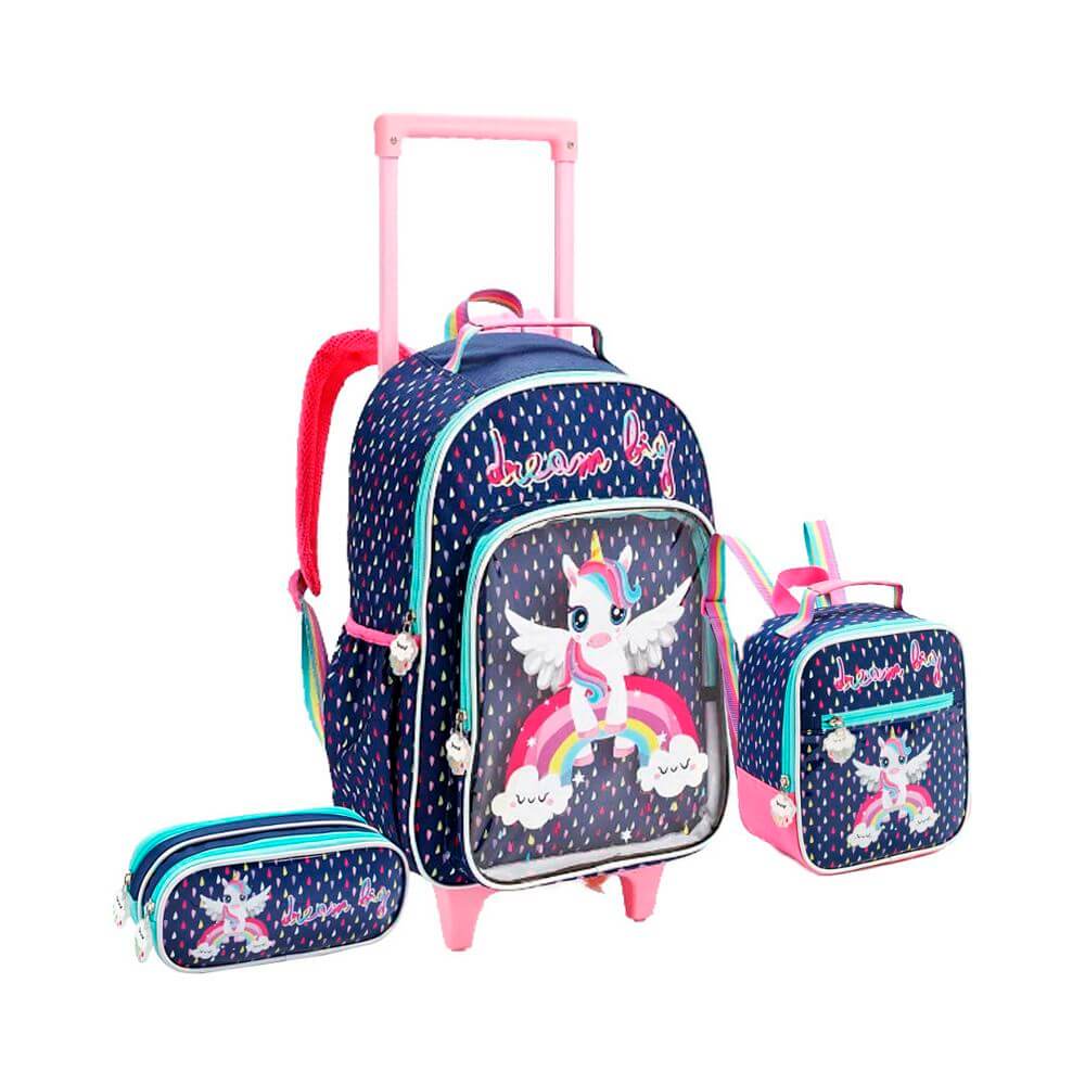 KIT MOCHILA FEM. DREAM BIG 3PCS DL1445 KIT MOCHILA DREAM BIG 3PCS DL1445, MOCHILA, MOCHILA DE RODINHA, KIT ESCOLAR, KIT MOCHILA, KIT UNICORNIO, UNICORNIO, MOCHILA DE UNICORNIO Material Escolar e Papelaria