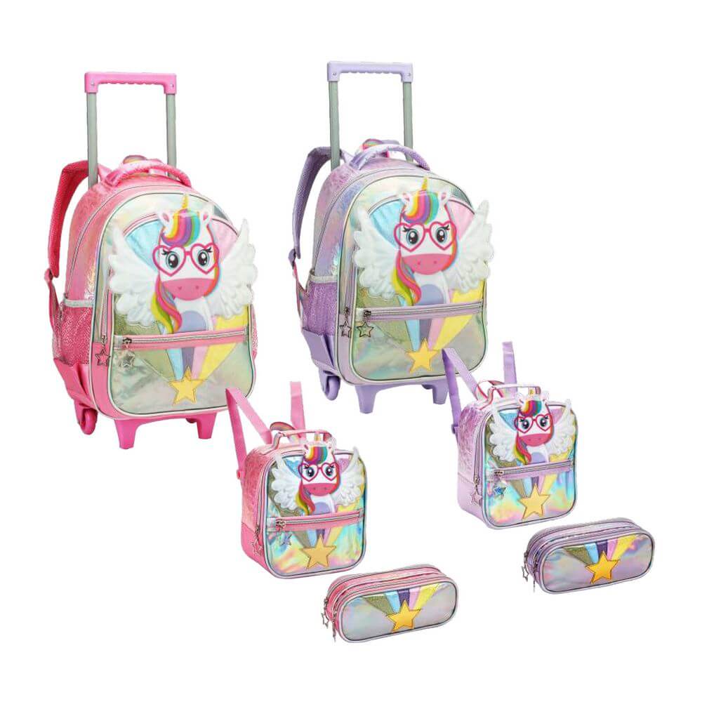 KIT MOCHILA FEM. UNICORNIO 3PCS DL1709 KIT MOCHILA UNICORNIO 3PCS DL1709, MOCHILA, MOCHILA INFANTIL, MOCHILA COM RODAS, KIT MOCHILA, MOCHILA UNICORNIO, LANCHEIRA, ESTOJO, ESCOLA Material Escolar e Papelaria