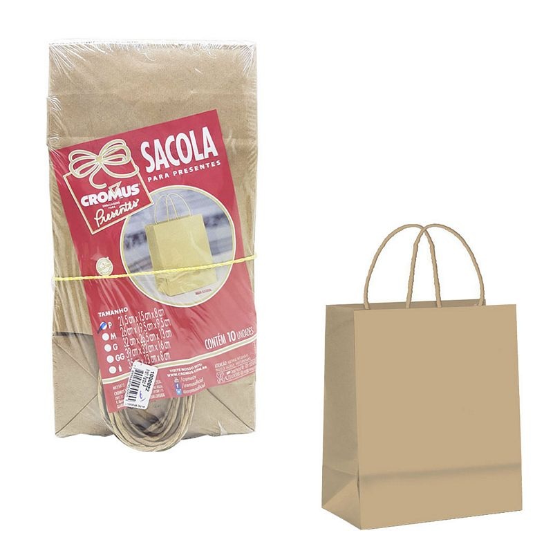 SACOLA KRAFT PARDO 22X15X8CM C/10 SACOLA KRAFT PEQUENA, SACOLA PAPEL Decoracao e Presentes
