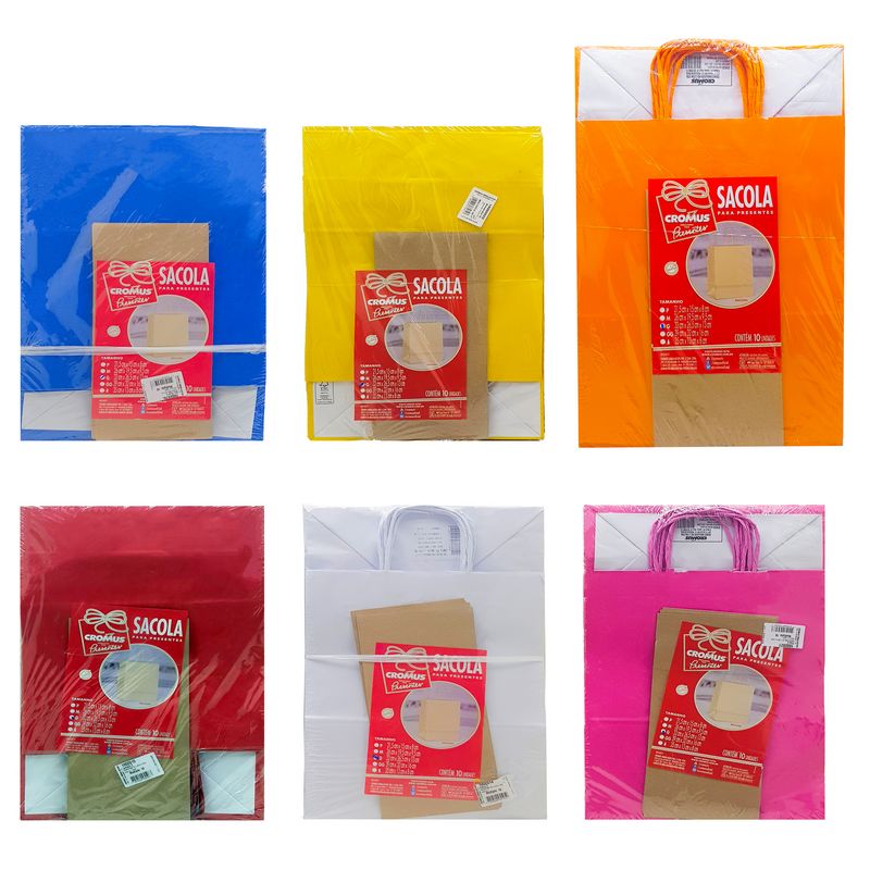 SACOLA KRAFT COLOR GD 32X26,5X13CM C/10 Decoracao e Presentes