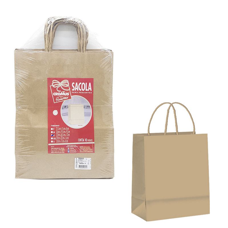 SACOLA KRAFT PARDO GD 32X25X13CM C/10 SACOLA KRAFT GRANDE, SACOLA PAPEL GRANDE, SACOLA PAPEL, SACOLA PARDA PAPEL, SACOLA COLORIDA PAPEL Decoracao e Presentes