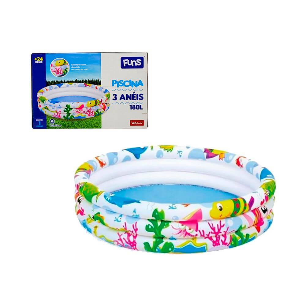 PISCINA 180L 3 ANEIS FUNDO MAR 9926 PISCINA INFLAVEL 3 ANEIS FUNDO MAR 9926, PISCINA INFANTIL, PISCINA INFLAVEL, PISCINA, PISCINA 180L, PISCINA 3 ANEIS 180L Brinquedos