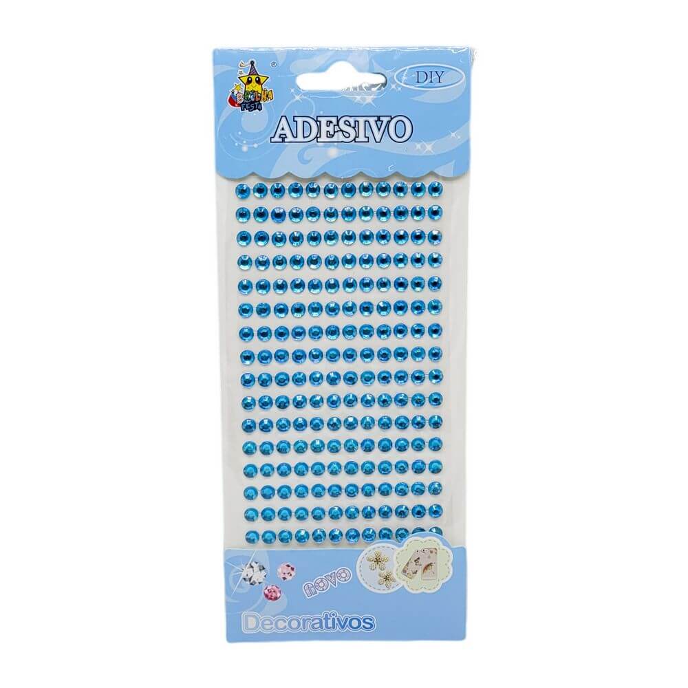 ADESIVO STRASS AZUL 6MM DIA-AC-6 CARTELA ADESIVO STRASS DIA-AC-6, CARTELA DE ADESIVOS, STRASS, STRASS ADESIVO, CARTELA STRASS ADESIVO Material Escolar e Papelaria