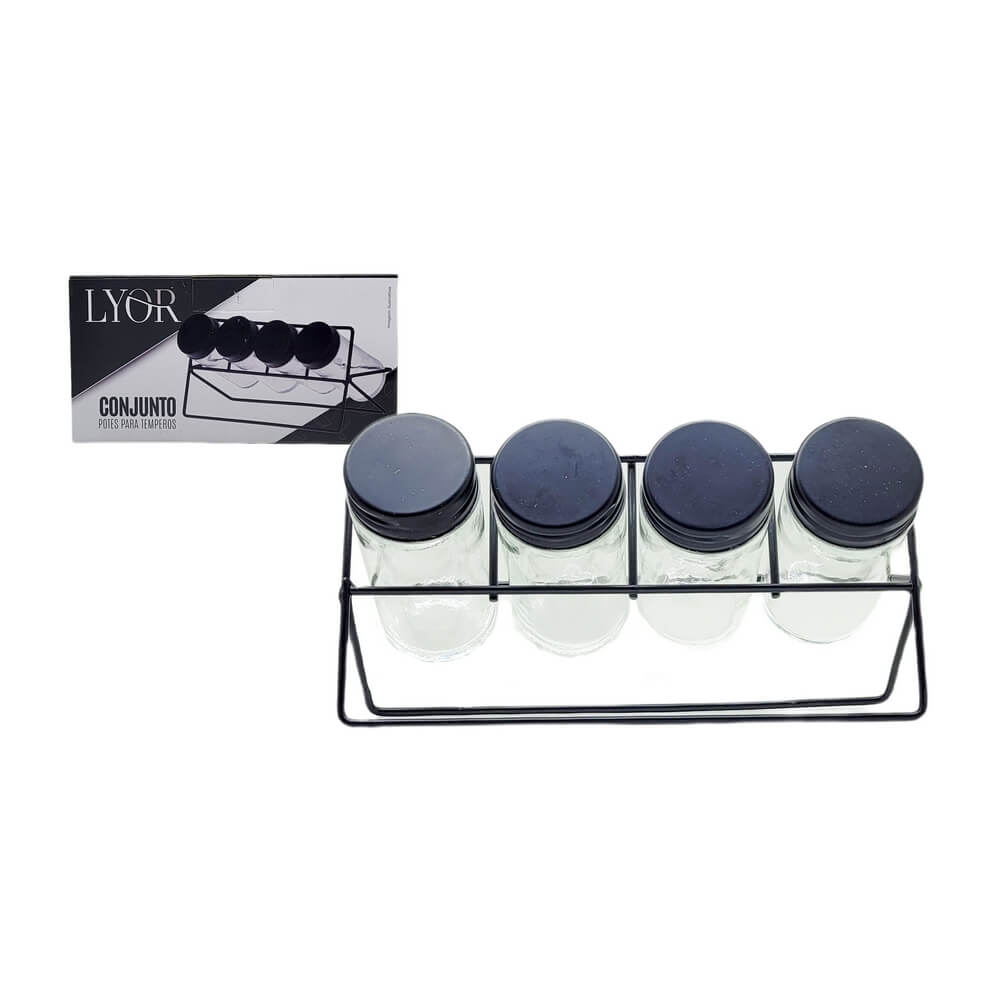 PORTA TEMPERO C/ SUPORTE 5 PCS 1172 CJ. C/4 POTES P/ TEMPERO +SUPORTE 1172, POTE, TEMPERO, POTE DE TEMPERO, CONJUNTO DE TEMPEROS, KIT TEMPERO, KIT POTE, KIT POTES Cozinha