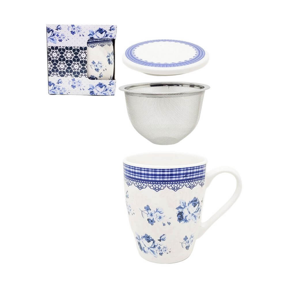 CANECA C/ INFUSOR 310ML 2176 CANECA C/ TAMPA E FILTRO 310ML 2176, CANECA, TAMPA, FILTRO, INFUSOR, PORCELANA, LYOR, KIT, DECORADA, COZINHA Cozinha