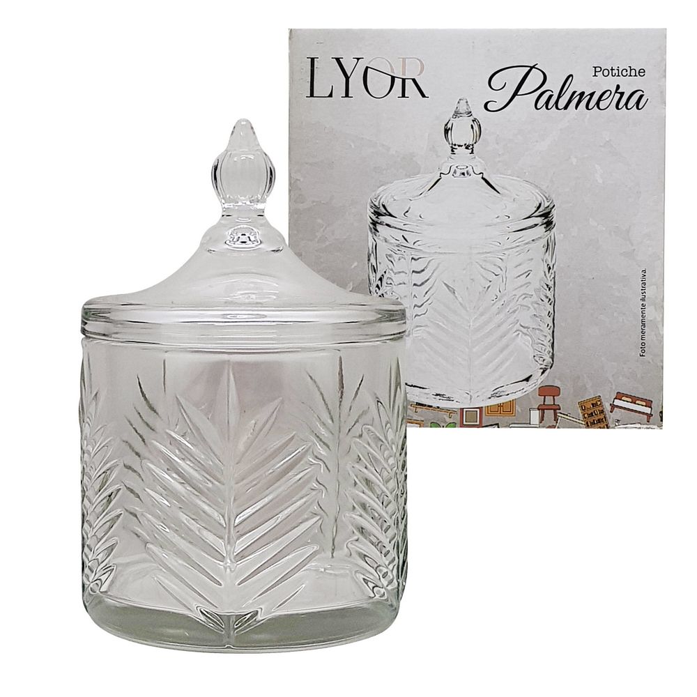 BOMBONIERE RETO DE CRISTAL PALMERA 11CM 4288 POTICHE DE CRISTAL PALMERA 4288, POTICHE DE CRISTAL PALMERA, POTICHE DE CRISTAL LYOR, POTICHE DE CRISTAL, POTICHE Cozinha
