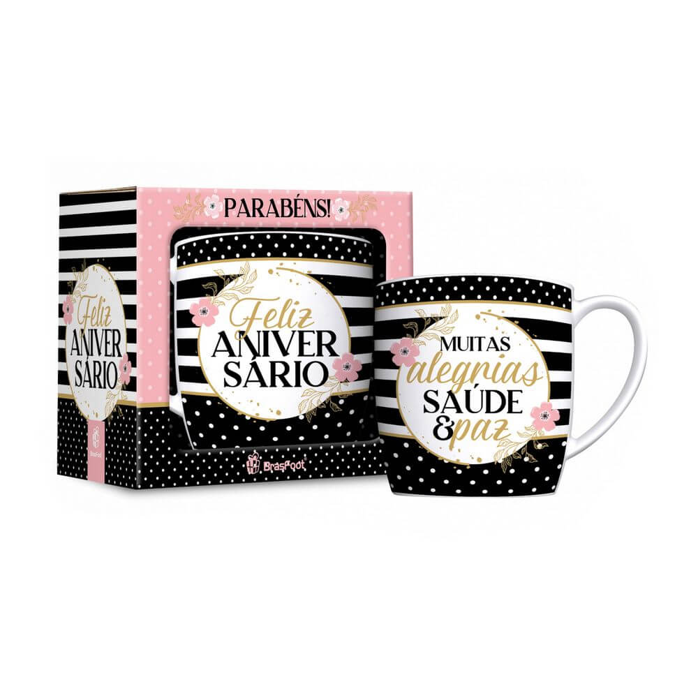CANECA BRASFOOT 360ML ANIVERSARIO 10367 CANECA PORCE. 300ML ANIVERSARIO 10367, CANECA, CANECA DE PORCELANA, CANECA 300ML, CANECA ANIVERSARIO, CANECA FELIZ ANIVERSARIO, CANECA PARABENS, PRESENTE Cozinha