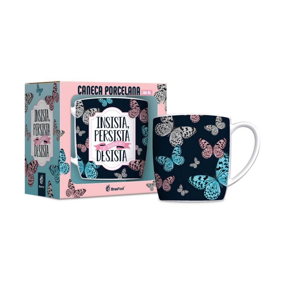 CANECA BRASFOOT 360ML INSISTA 13195 CANECA PORCE. 300ML INSISTA 13195, CANECA, CANECA DECORADA, CANECA BRASFOOT, CANECA PORCELANA, CANECA PORCELANA URBAN INSISTA PERSISTA Cozinha