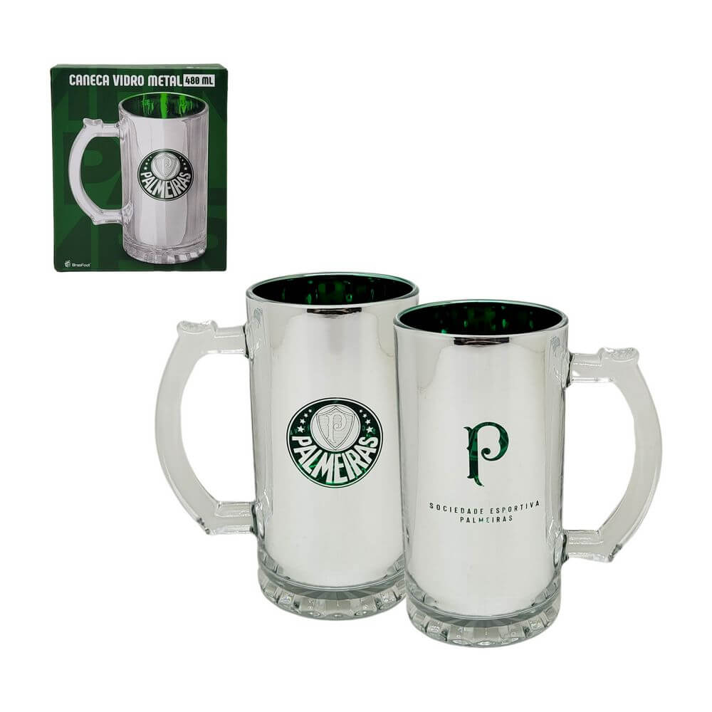 CANECA VIDRO ELETROSTATICA PALMEIRAS 480ML 13889 CANECA VIDRO PALMEIRAS 480ML 13889, CANECA, CANECA DE VIDRO, CANECA PALMEIRAS, CANECA 500ML, PALMEIRAS, TIME, FUTEBOL Times de Futebol