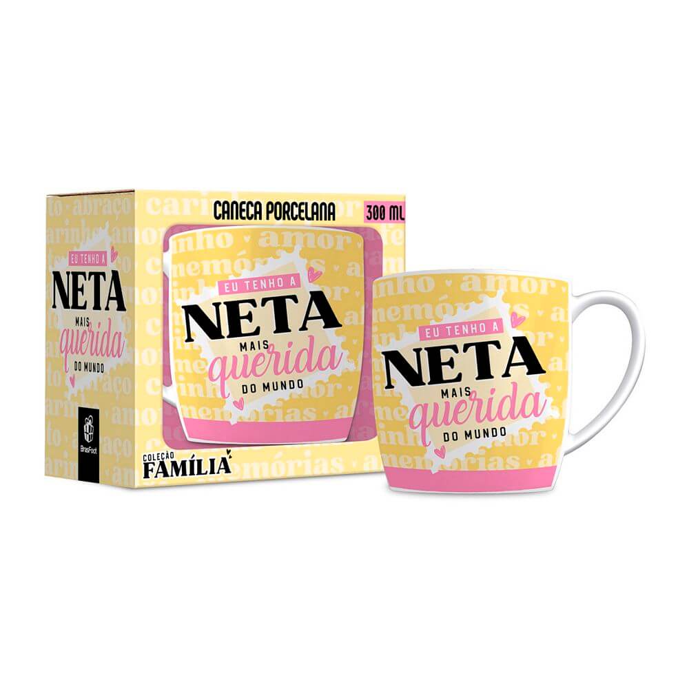 CANECA BRASFOOT 360ML MELHOR NETA 14120 CANECA PORCE. NETA 300ML 14120, CANECA, CANECA PORCELANA, CANECA NETA, CANECA 300ML, NETA MAIS QUERIDA, NETA Cozinha