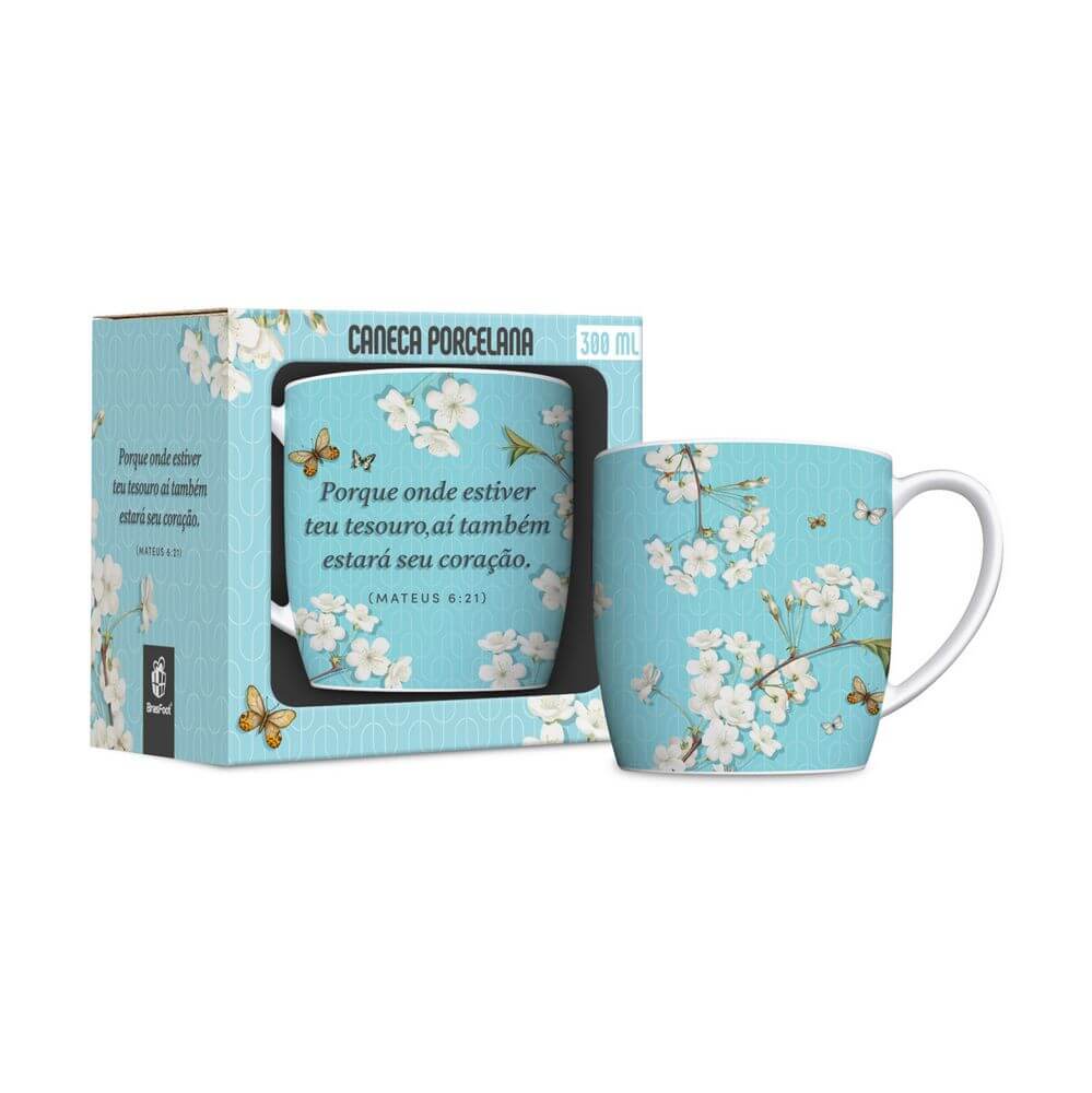 CANECA BRASFOOT 300ML FE 14172 CANECA PORCE. FE 300ML 14172, CANECA, CANECA DE PORCELANA, CANECA FE, CANECA CRISTA, CANECA VERSICULO, CANECA FLORIDA, CANECA 300ML Cozinha