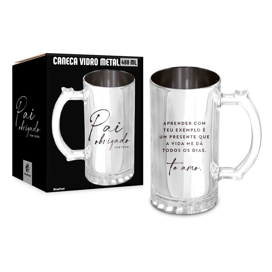 CANECA VIDRO 480ML PAI OBRIGADO 15359-Produtos de Época
