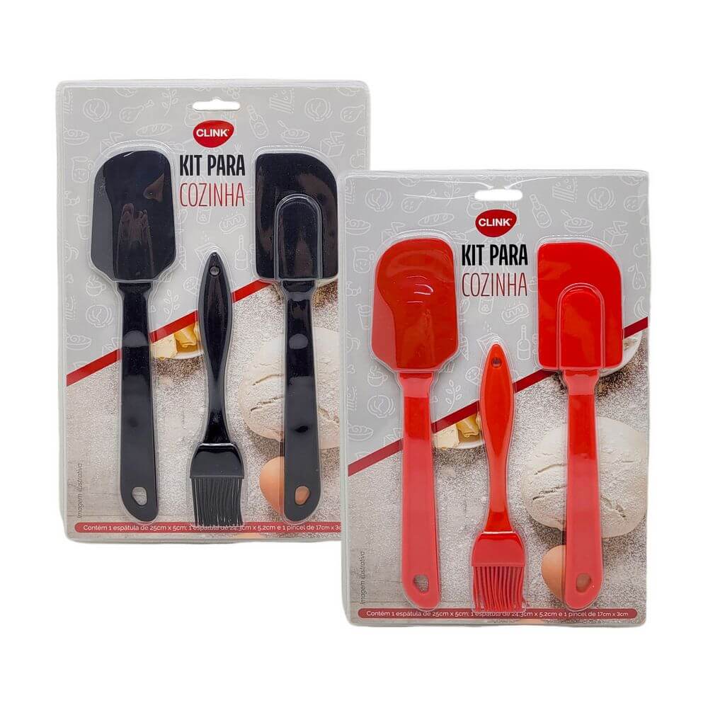 KIT CONFEITEIRO SILICONE 3PCS CK4537 KIT P/ COZINHA SILICONE 3PCS CK4537, KIT PARA COZINHA, ESPATULA, PINCEL, PINCEL DE COZINHA, COZINHA Cozinha