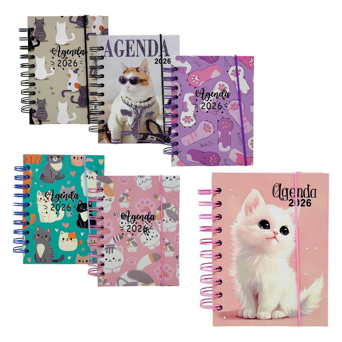 AGENDA 2026 129X179MM 168FLS AG26032 AGENDA 2026 129X179MM 168FLS AG26032, AGENDA, 2026, AGENDA GATO, GATOS, 168 FOLHAS, ESCOLA, PAPELARIA Material Escritório