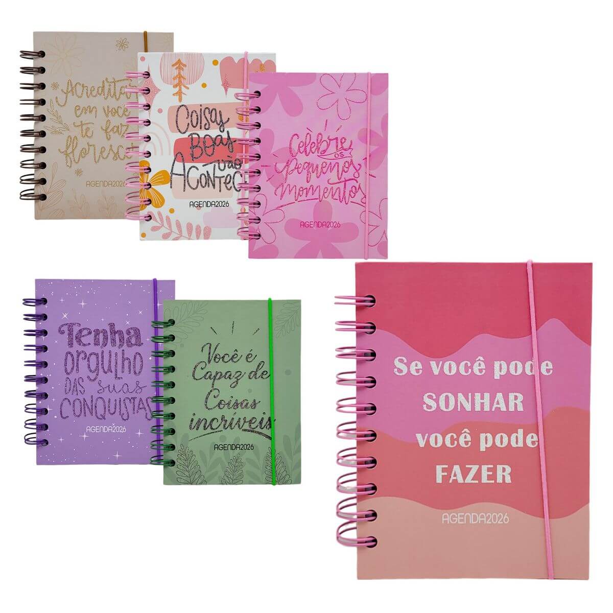 AGENDA 2026 104X141MM 168FLS AG26037 AGENDA 2026 104X141MM 168FLS AG26037, AGENDA, 2026, 168 FOLHAS, AGENDA GLITTER, AGENDA FEMININA, ESCOLA, PAPELARIA Material Escritório