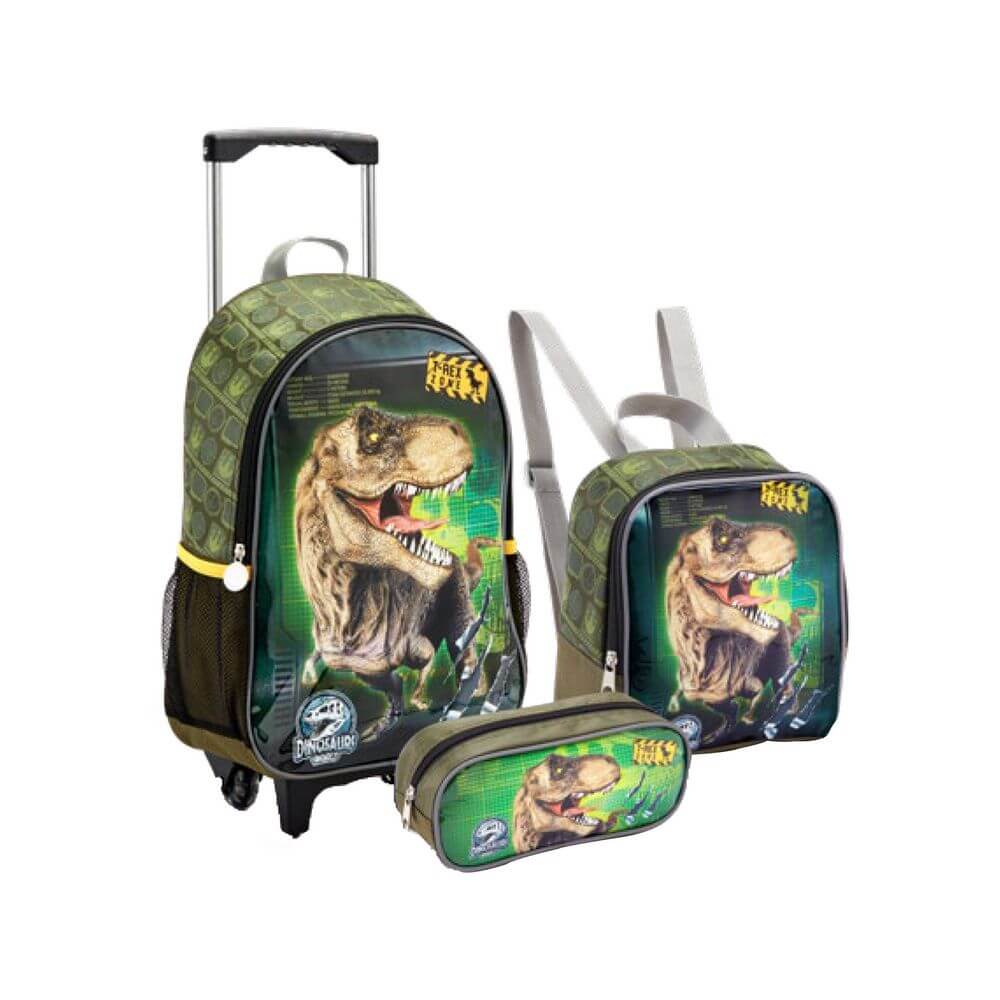 KIT MOCHILA MASC. DINO 3PCS MR41364 KIT MOCHILA DINO 3PCS MR41364, KIT ESCOLAR, KIT MOCHILA, MOCHILA DE RODINHA, MOCHILA DINO, MOCHILA DE DINOSSAURO, KIT DINO, KIT DINOSSAURO Material Escolar e Papelaria