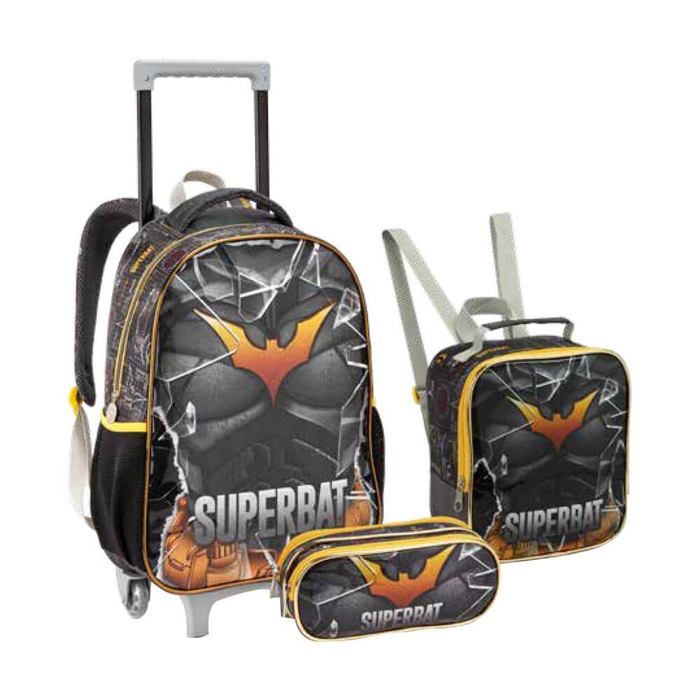 KIT MOCHILA MASC. SUPERBAT 3PCS MR42112 KIT MOCHILA SUPERBAT 3PCS MR42112, MOCHILA, KIT MOCHILA, MOCHILA INFANTIL, MOCHILA SUPERBAT, MOCHILA BATMAN, BATMAN, MOCHILA COM RODAS, LANCHEIRA, ESTOJO Material Escolar e Papelaria