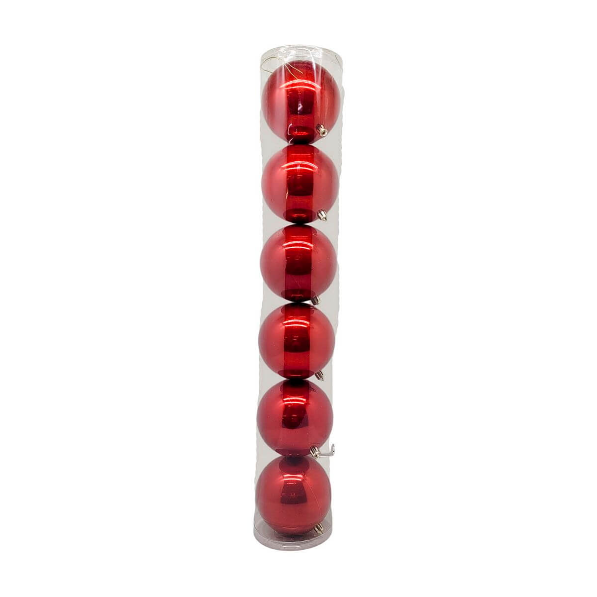 BOLA DE NATAL TUBO C/6 10CM KX4372 ENF. NATAL C/6 BOLAS 10CM KX4372, ENFEITE, ENFEITE DE NATAL, CONJUNTO BOLAS, BOLA VERMELHA, NATAL, DECORACAO Natal e Ano Novo