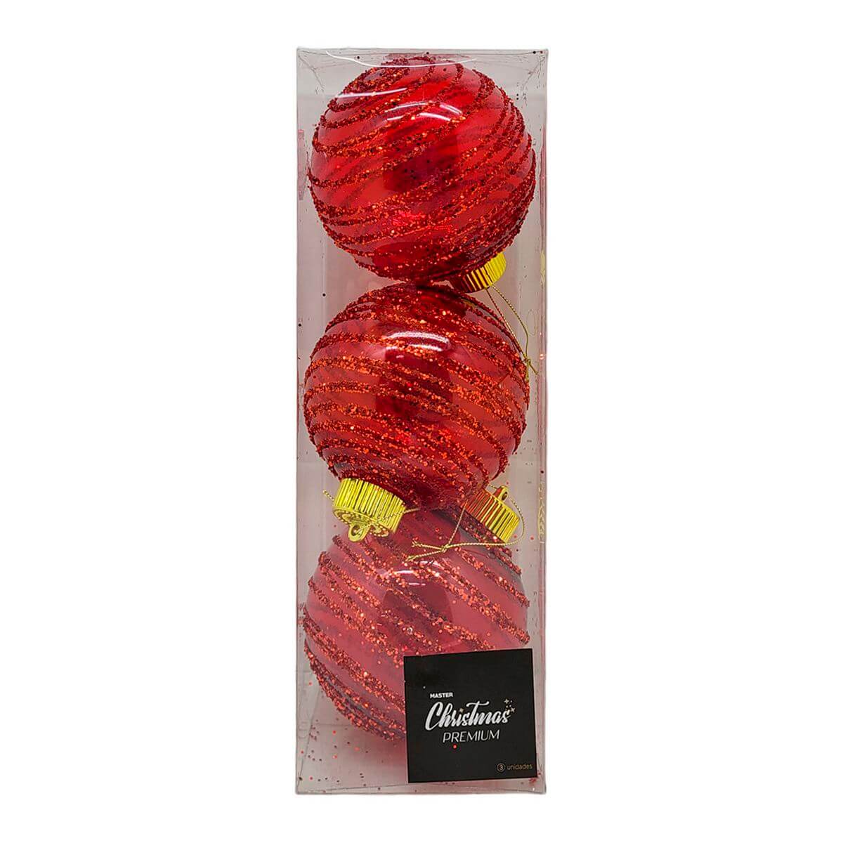 BOLA DE NATAL KIT C/3 10CM HT4523 ENF. NATAL C/3 BOLAS 10CM HT4523, ENFEITE, NATAL, KIT BOLAS, BOLA VERMELHA, BOLA DE NATAL, ARVORE, DECORACAO Natal e Ano Novo