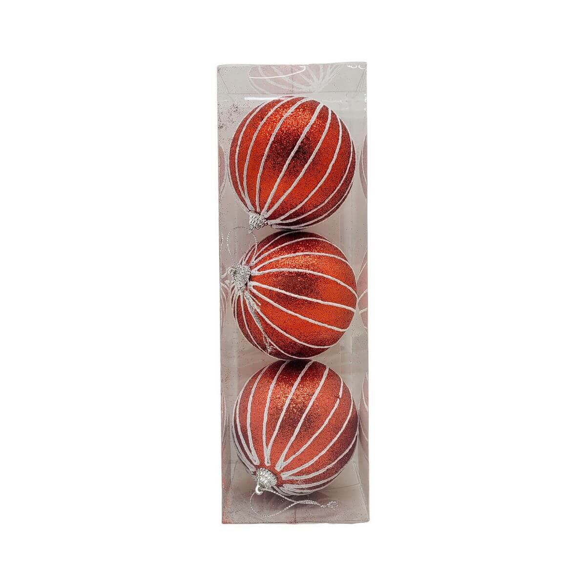 BOLA DE NATAL KIT C/3 10CM HT4545 ENF. NATAL C/3 BOLAS 10CM HT4545, ENFEITE, NATAL, BOLA DE NATAL, BOLA 10CM, BOLA VERMELHA, BOLA ABOBORA GLITTER, DECORACAO Natal e Ano Novo