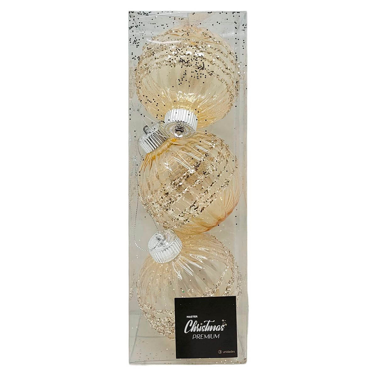 BOLA DE NATAL KIT C/3 10CM HT4565 ENF. NATAL C/3 BOLAS 10CM HT4565, ENFEITE, NATAL, KIT BOLAS, BOLA DOURADA, BOLA DE NATAL, ARVORE, DECORACAO Natal e Ano Novo