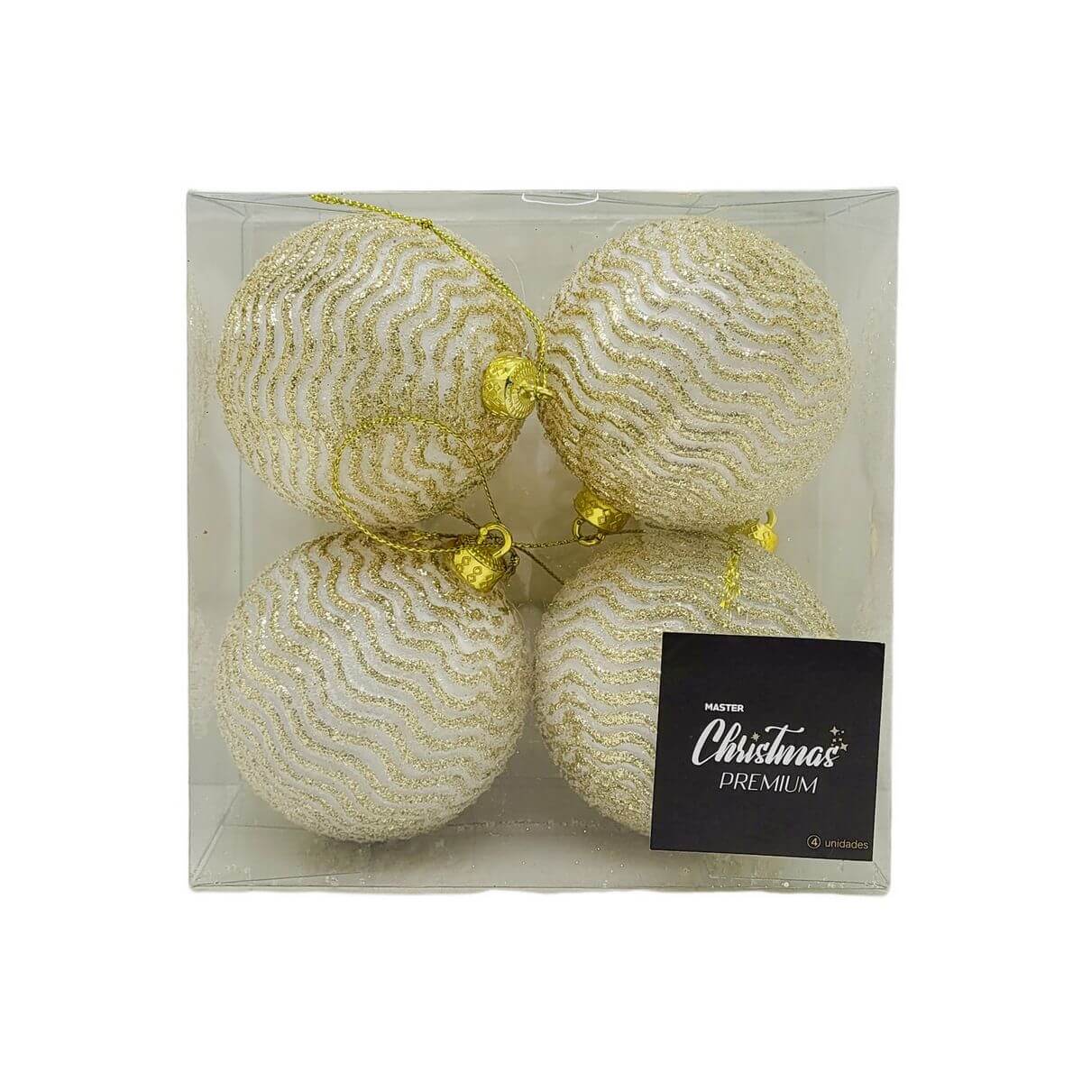 BOLA DE NATAL KIT C/4 8CM HT4572 ENF. NATAL C/4 BOLAS 8CM HT4572, ENFEITE, NATAL, BOLA DE NATAL, BOLA 8CM, BOLA DOURADA, BOLA TEXTURIZADA GLITTER, DECORACAO Natal e Ano Novo