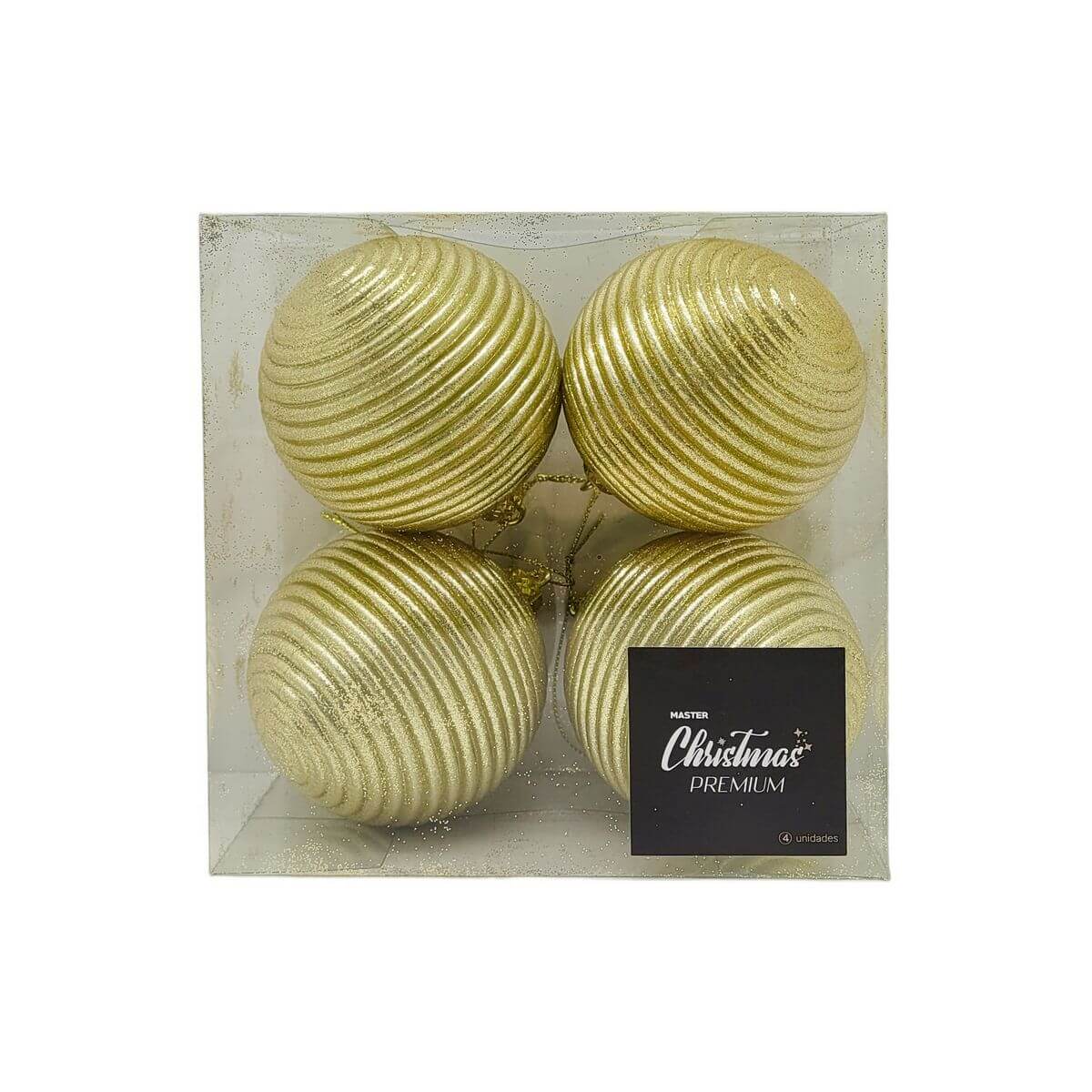 BOLA DE NATAL KIT C/4 8CM HT4576 ENF. NATAL C/4 BOLAS 8CM HT4576, ENFEITE, NATAL, BOLA DE NATAL, BOLA 8CM, BOLA ONDULADA, BOLA DOURADA, DECORACAO Natal e Ano Novo
