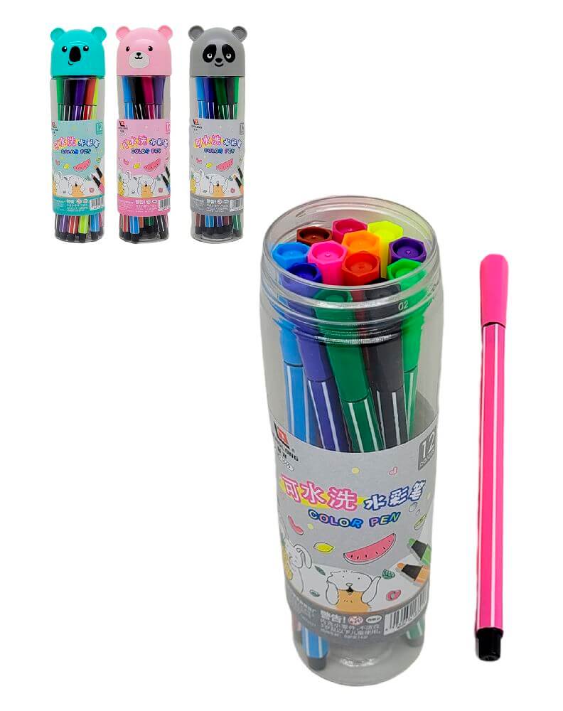 CANETA HIDROCOR NO POTE 12PCS FINELINER  XZ-1672 CJ. CANETA GEL HIDROCOR 12PCS XZ-1672, CANETA, CONJUNTO CANETA, KIT CANETA, CANETA GEL, CANETA DE COLORIR, CANETINHA, ESCOLA, PAPELARIA Material Escolar e Papelaria